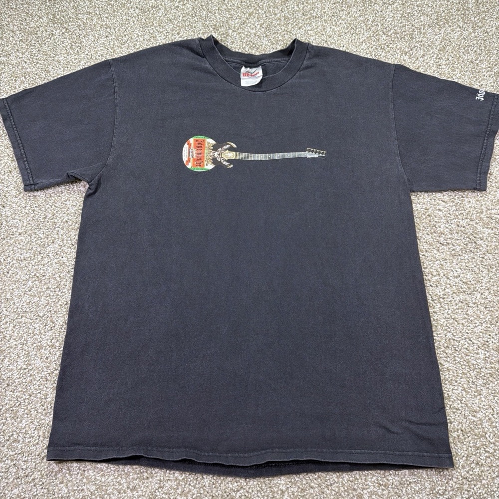 Vintage Jagermeister Tee Guitar Rock Style Promo Shirt Size Large Black USA Made